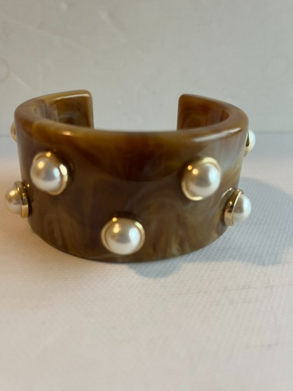 Banana Republic pearls and resin cuff bracelet.